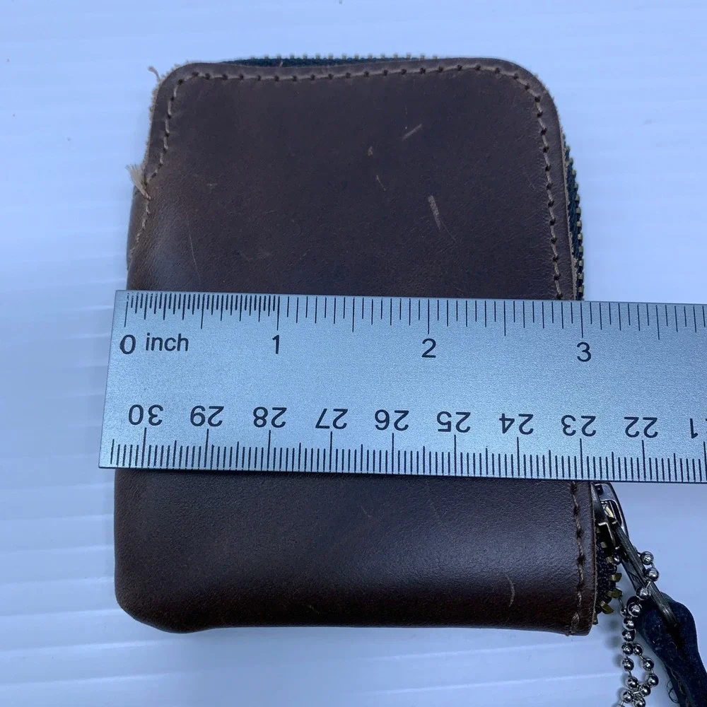 Hide & Drink Unisex OS Brown Leather Zippered Coin Purse Wallet Keychain Set